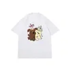 Camiseta de manga corta de seda de leche para hombre y mujer, nuevo estampado de dibujos animados de verano, top holgado estilo Ins para parejas