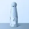 Sombrilla portátil de protección solar para mujer con logo personalizado, doble uso para días soleados y lluviosos, estilo cápsula, diseño minimalista, recubrimiento negro, sombrilla publicitaria