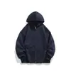Yidao Roupas Vintage 2026 Outono Novo Estilo Americano Simples Cor Sólida Básico Solto Ombro Caído Zíper Com Capuz Cardigan Moletom