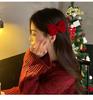 Accesorios para el cabello de red roja para niños, horquilla con lazo de textura de terciopelo, lindas niñas que no dañan el cabello, horquilla para el cabello roto, tocado