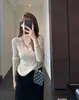 Look estiloso de duas peças, base de malha, pode ser usado sozinho ou como camada interna, top decote V emagrecedor para mulheres, nova coleção outono/inverno 2026, H091717