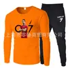 2025 Nuevo Traje de Dos Piezas para Actividades al Aire Libre, Camiseta Cómoda de Manga Larga con Cuello Redondo de Marca de Moda + Pantalones de Chándal