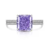 Transmissão ao Vivo Venda Quente Cor Vibrante Pedra Preciosa Corte Flor de Gelo Cravejado Diamante de Alto Carbono Anel Moda Clássica Transfronteiriça Europeia e Americana Dropshipping