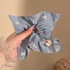 Lenço Quadrado Vazado Branco Cereja de Renda Feito à Mão Scrunchie Doce Feminino Rabo de Cavalo Elástico de Cabelo