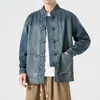 Chaqueta de mezclilla para hombre de primavera y otoño, estilo tradicional chino, corte holgado, talla grande, traje Zhongshan juvenil, parte superior de traje Tang chino