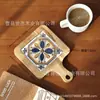En stock Portavasos de Azulejo de Madera Maciza con Asa Aislamiento Térmico Salvamanteles Simple para Hogar de Madera Maciza para Mesa de Comedor Salvamanteles para Sopa y Arena
