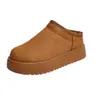 Botas de nieve de suela gruesa nuevas transfronterizas de media zapatilla de mula peluda cálida para mujer antideslizantes para exteriores talla grande zapatos de mujer de comercio exterior