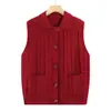Chaleco de punto con solapa para mujeres de mediana edad y mayores, chaleco suéter casual de primavera y otoño, prenda exterior, top cálido