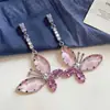 Pendientes colgantes de mariposa con circonita y aguja de plata, pendientes frescos, dulces, de moda, exquisitos, pendientes de estilo de nicho de lujo ligero