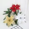 Decoraciones Navideñas 27cm Flores de Navidad Floreros para Árbol de Navidad Arreglos Florales Fiesta de Bodas Decoración de Atmósfera para el Hogar Flores Artificiales