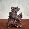 Ornamento Kirin Esculpido em Ébano Par Grande Casa Sorte Casa de Cidade Kirin Artesanato em Redwood Presente Ornato Feng Shui