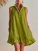 Vestido casual de verano sin mangas con media cremallera, volantes, suelto, nueva moda cruzada de Amazon para mujer
