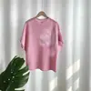 Camiseta de manga corta de fábrica para mujer, moda de verano 2025, cuello redondo, estampada, versátil, adelgazante, top plisado, tendencia Ins