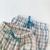 Conjunto de Verano para Bebés y Niños Pequeños, Conjunto de Dos Piezas con Chaleco de Cuadros Finos y Shorts en Bloques de Color Frescos, para Niños y Niñas