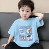 Camiseta de Manga Corta para Niños Ropa de Verano Algodón Puro Transpirable Top Estampado Niño Pequeño Casual Versátil Elegante Camiseta de Media Manga