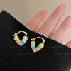 Novos Arco-íris Amor Brincos Das Mulheres Luz Luxo All-match Personalizado Cor Esmalte Orelha Fivela Moda Elegante Internet Brincos de Celebridades