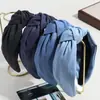 Diadema de Mezclilla Ancha con Nudo de Venta Caliente Transfronteriza, Diadema Retro Simple de Punta Alta para Salir, Venta al por Mayor de Accesorios para el Cabello