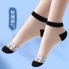 Meias femininas de estilo coreano fino de verão rendas rendas meias de renda fundo de algodão antiderrapante desodorante cristal gelo seda boca rasa meias anti-snagging