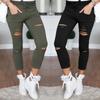 Ebay Estação Europeia comércio exterior novas calças lápis verão WISH calças rasgadas leggings femininas fabricante em estoque