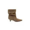 Gabinete de Red 2026 Estilo Nuevo de Otoño Tacón de Gatito de 4 cm~ Plegable Bidireccional Elegante Punta Fina Botines Cortos de Terciopelo Fruncidos para Mujer