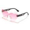 Gafas de Sol de Moda Sin Marco de Borde Cortado de Alta Gama con Forma de Corazón para Niños, Lente de PC, Gafas de Sol para Playa de Verano
