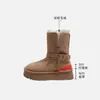 Botas de Nieve para Mujer Invierno 2026 Estilo Nuevo con Suela Gruesa y Tacón Oculto, Zapatos de Nieve de Algodón Engrosados del Noreste, Botas de Piel de Caña Media