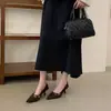 2026 Verano Nuevo Estilo Punta Fina Tacón de Aguja Gamuza Poco Profundo Tacones Altos Versátiles Profesionales de Trabajo para Mujer Punta Cuadrada Tacón Grueso