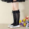2503 Calcetines de Niña Primavera y Verano Delgados Encaje Lazo Lolita Media Caña Estilo Ballet Estilo Coreano Calcetines para Pie de Niña