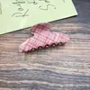 Grampo de Cabelo Xadrez Rosa Feminino de Acetato, Presilha de Garra Exquisita para Rabo de Cavalo, Presilha Tubarão para Cabelo Meio Preso na Parte de Trás da Cabeça, Acessório de Cabelo