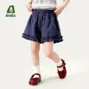 Ropa para Niños Amila 26 Nuevo Estilo de Verano Conjunto de Dos Piezas para Niñas con Tirantes de Lazo y Pantalones Cortos de Encaje, Lindo y Fresco
