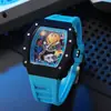 Nuevo Barril de Vino Richard Reloj de Cuarzo Luminoso Esqueleto Silicona Cara Sonriente Arcoíris Creativo No Mecánico Reloj para Hombre Reloj para Hombre