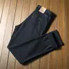 Pantalones de algodón sarga gruesos para hombre Otoño e Invierno, amigables con la piel, cómodos, microelásticos, de cintura media, corte recto, grises, pantalones casuales de negocios