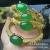 Pulseira Feminina com Chalcedônia Inlaid de Fornecimento ao Vivo, Joia de Jade com Artesanato Oco Vintage de Luxo Leve