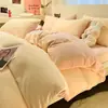 Juego de Cama Antiestático de Leche Polar Cuatro Piezas Engrosado Polar Coral Felpa de Doble Cara Funda Nórdica Sábana de Franela Juego de Tres Piezas