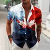 Comércio Exterior Amazon Venda Quente Camisa Masculina com Estampa Digital 3D Dia Nacional Canadense Manga Curta com Bolso Canguru Calças