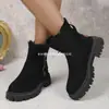 Botas Europeias e Americanas de Meia-Canela Quentes Transfronteiriças com Zíperes Laterais, Botas de Algodão de Inverno, Novo Estilo Wish, Forradas com Fleece, Atacado Tamanho Grande