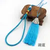 Colgante de Cuerda con Cuentas de Jade Sintético Borla de Boca de Pez Borla de Nudo Chino Accesorios para Colgar Decoración DIY