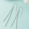 Pendientes Largos Colgantes de Gypsophila Brillante Puños de Oreja Elegantes con Borla Larga Moda de Celebridad de Internet Cara de Hada Súper Adelgazantes Pendientes de Botón Dulces Versátiles