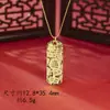 Collar Colgante Nuevo Estilo Chino Hielo Triturado Plata de Ley S925 Riqueza Barra Pequeña de Oro Calabaza Encanto de Fortuna Cadena de Clavícula de Doble Cara