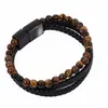 Pulsera de Cuero de Acero Inoxidable para Hombre Transfronteriza Moda Europea y Americana Pulsera Versátil Tejida a Mano Pulsera Hecha a Mano en Amazon