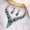 Moda Transfronteriza Europea y Americana Conjunto de Collar y Pendientes de Gota de Agua para Mujer Nuevo en Forma de V Joyería para Vestido de Novia Fiesta de Cena