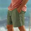 Amazon novos shorts de algodão e linho cordão cintura elástica perna reta cor sólida respirável diário praia cinco calças casuais