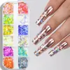 Lentejuelas de Arte de Uñas Cyber Rojo Lentejuelas de Hoja de Arce Láser Otoño Venta al por Mayor DIY Tira Larga 12 Cuadrículas Lentejuelas para Uñas Decoración de Arte de Uñas