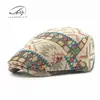Boina Jacquard de Moda Estilo Coreano para Mujer, Gorra Británica Retro con Visera, Gorra Delantera de Personalidad Estilo Étnico, Sombrero de Moda Reversible
