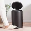 Papelera Redonda Plegable Negra Mate para Cocina del Hogar Sala de Estar Operada con Pedal de Pie con Tapa Cubo de Limpieza Hotel Envío Gratis