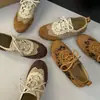 Outono/Inverno 2026 Novos Tênis de Treino Alemães com Cadarço Solado Plano Versátil Casual Tênis Esportivos Confortáveis Tênis Forrest Gump Mélange Sapatos Femininos