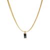 Collar de Cadena de Hueso de Serpiente con Colgante Rectangular de Zircón Estilo Normcore Europeo y Americano Gema Versátil Chapado en Oro Cadena para Clavícula para Mujer