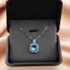 Estilo coreano design sentido cor Hao pedra quadrado diamante titânio aço colar moda feminina luxo temperamento pingente clavícula corrente acessórios