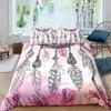 Funda de edredón de plumas rosas traje de ropa de cama para dormitorio de niña de tres piezas con funda de almohada Venta directa de comercio exterior europeo y americano
