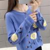 Suéter Fino de Manga Larga Nuevo de Otoño e Invierno para Mujer, Suéter Bordado Calado, Suéter Holgado de Cuello Redondo para Mujer, Top Camiseta Básica